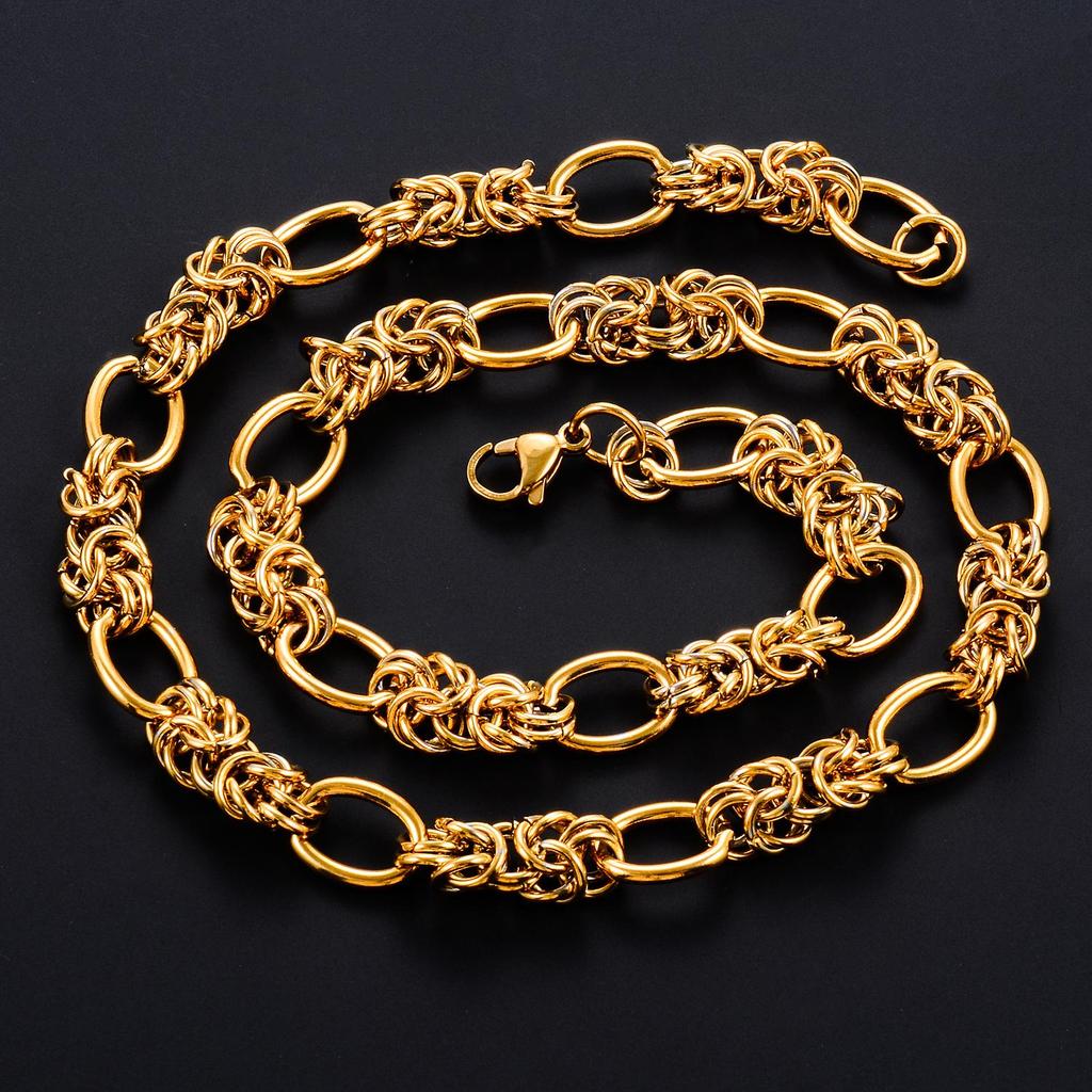 10mm Hiphop Tie a knot Link Chain Stainless Steel Necklace Bracelet High Quality Big Chain Necklace Punk Hiphop Jewelry