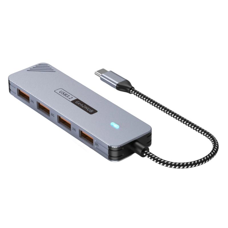 

4Port USB C Hubs Aluminum USB3.2 Expander 10Gbps Data Transfer Adapter for Laptop Desktop PC Mobile Phones Devices 1