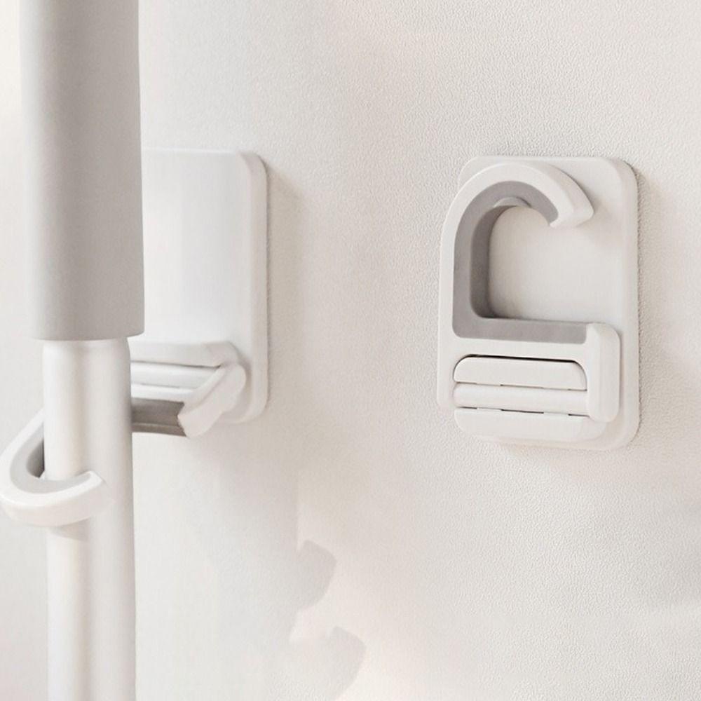 3Pcs Durable Plastic Broom Holder Self-adhesive Wall Mounted Broom Mop Clip Space Saving Waterproof Broom Brush Organizer Garage