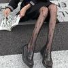 Women Dark Gothic Fishnet Pantyhose Punk Crosses Pattern Mesh Tights Stockings for Cosplay Party and Casual Wear