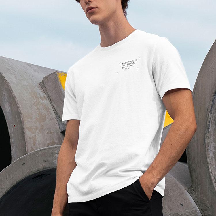 Timberland Casual Breathable Comfortable Printed Round Neck Short Sleeve T-Shirt Men Tops White A2DV1-100