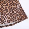 Spring and summer new fashion temperament classic leopard print round neck long sleeve mesh slim long dress