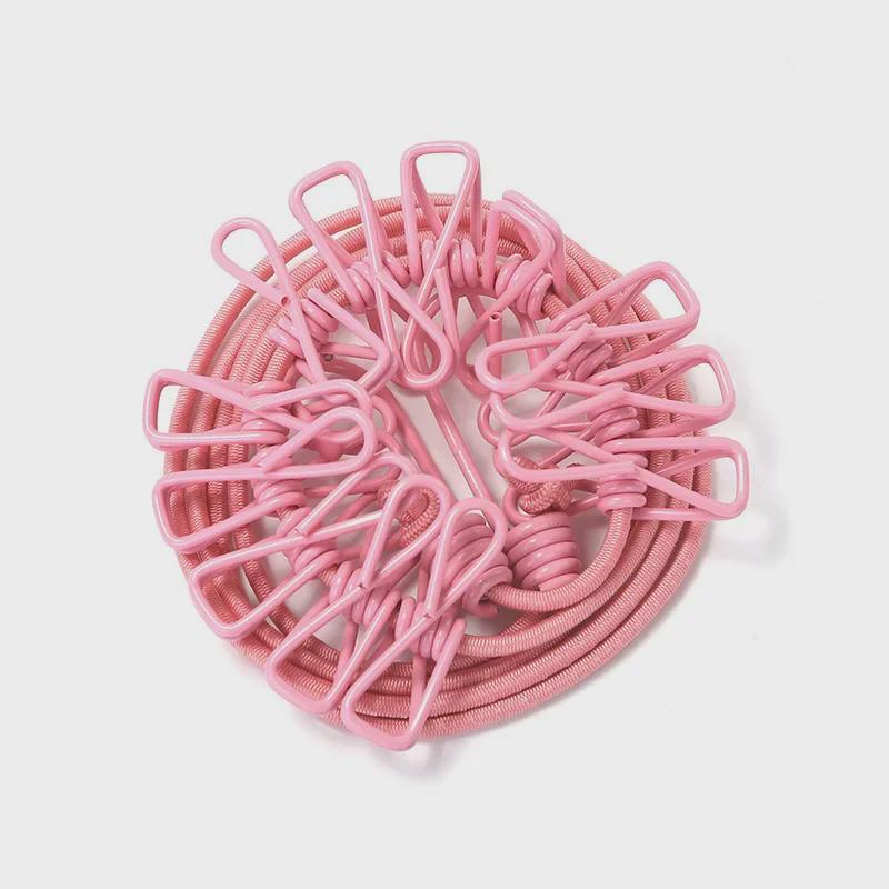 Indoor/Outdoor Clothesline with Clips - Portable Drying Rope for Clothes and Quilts