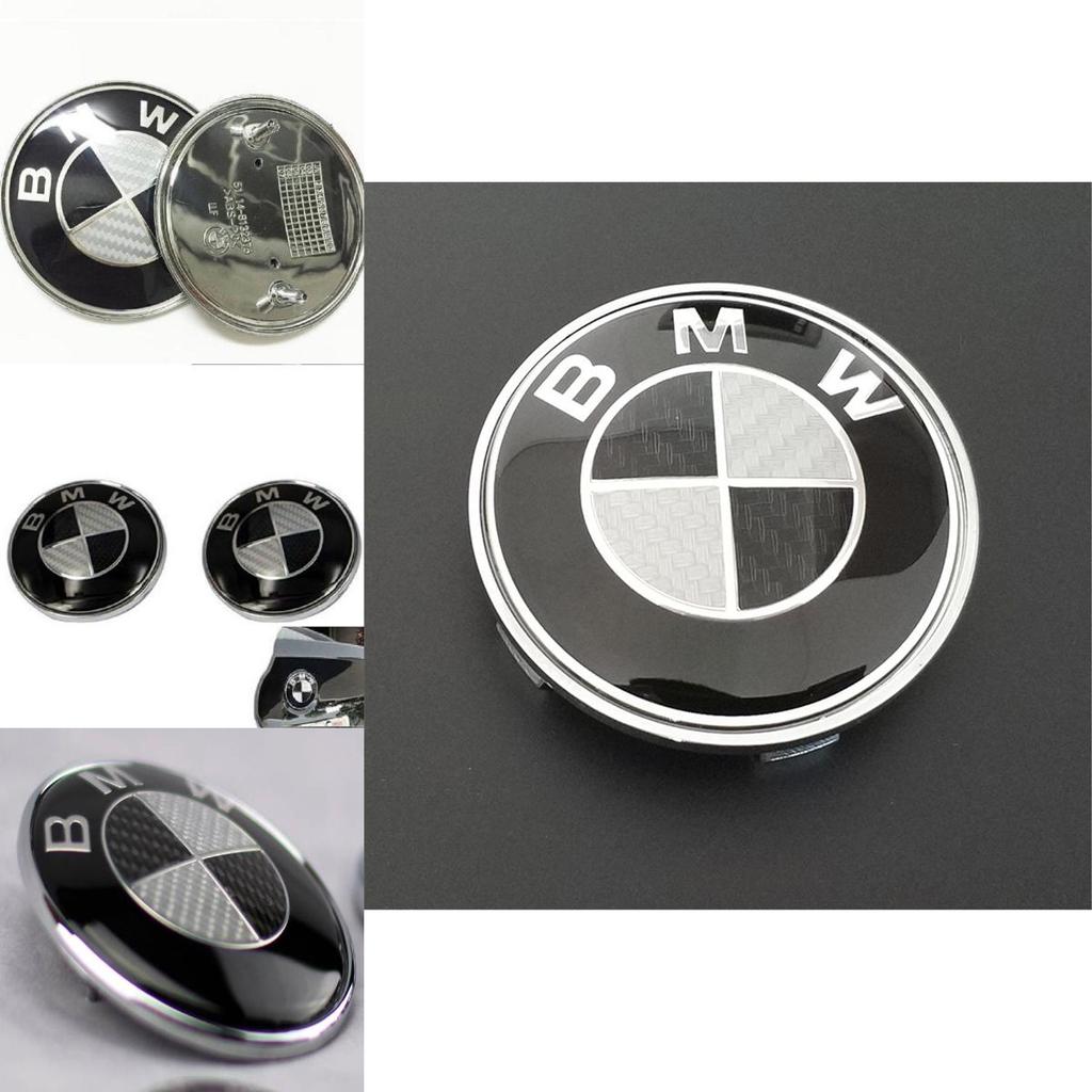 Logo BMW für echtes Kohlefaser Schwarz Silber 74mm Hauben-Kofferraum-Plakette Emblem