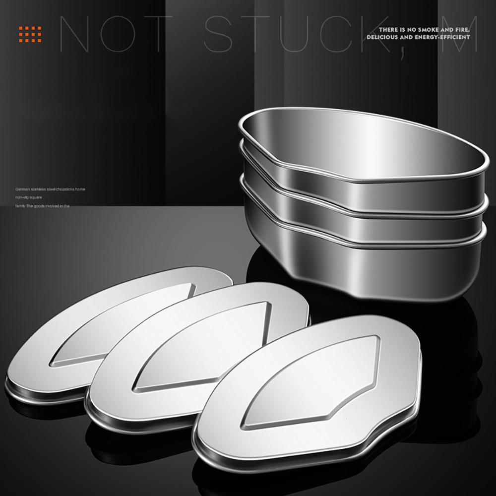 Stainless Steel Steaming Plate Fan Shaped Divided Steaming Plate Household Children's Food Steaming Bowl Kitchen Accessories