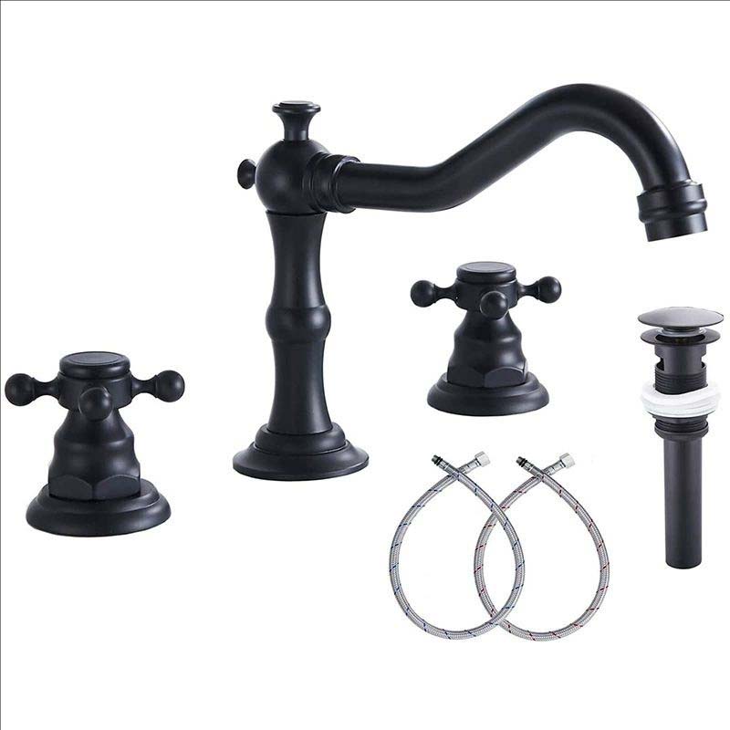 Gold Chrome Solid Brass Bathroom Basin Faucet Mixers Taps Antique Black Kitchen Sink Faucet Dual Handles 3 Holes Bathtub Faucet