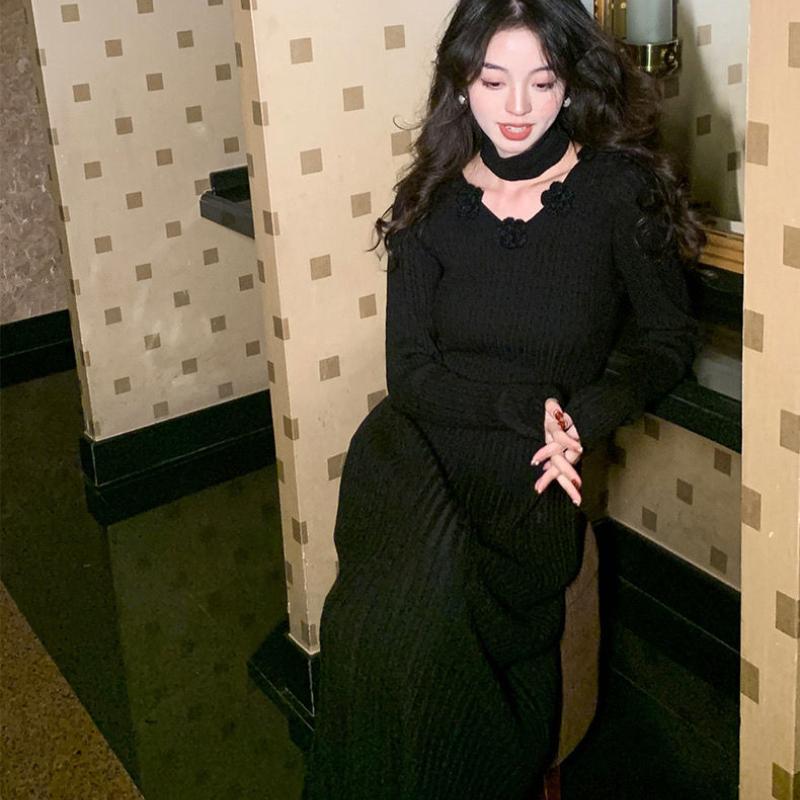 Нежный французский дизайн цветочный шарф вязаное платье для женщин осень и зима новый — фото 7