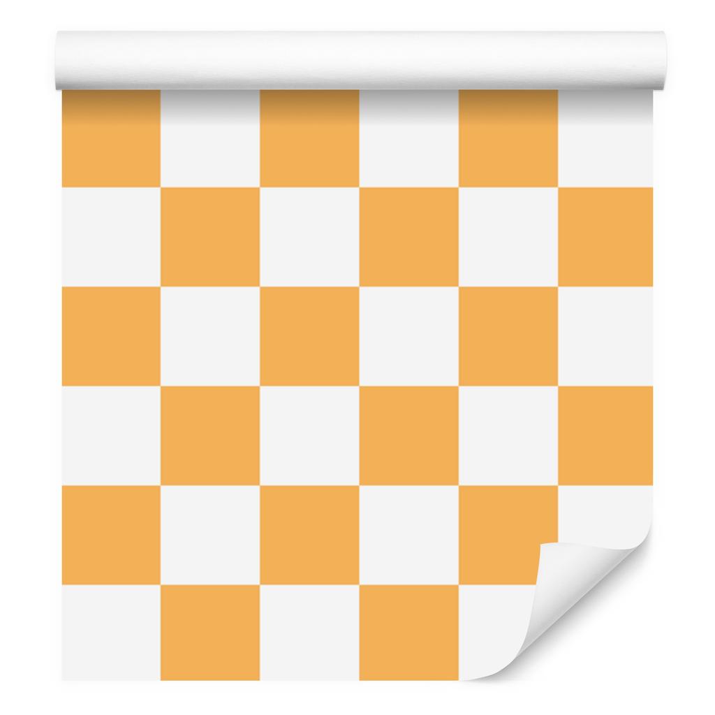 Checkerboard Wallpaper White and Gold for Living Room and Bedroom 50x1000