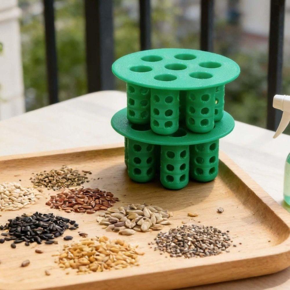 Easy Setup Garden Nursery Pot 7-Hole Plant Growing Tool  for Flowering Plants Compact Green Tray