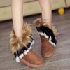 Women's Mid Calf  Fur Snow Boots Winter Rubber Sole Round Toe Ankle Covering Pure Color Booties