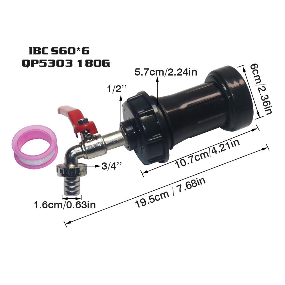 Car wash spare parts 1/2 faucet 2 plastic extension pipe IBC S60*6 water gun water pipe joint set Water tank connector чёрный