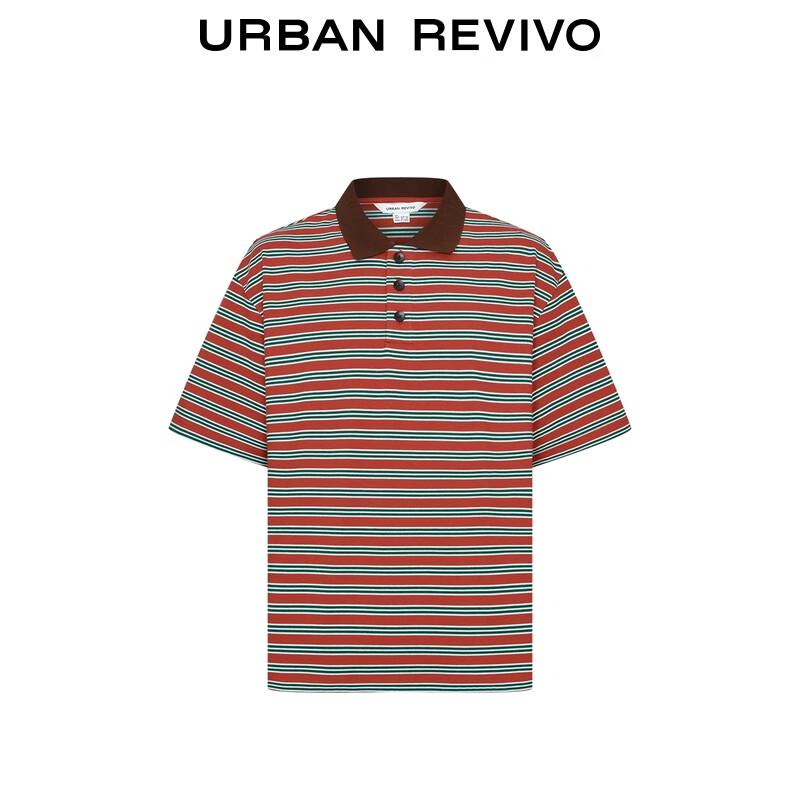 UR Men's Retro Color Block Stripe Polo Shirt