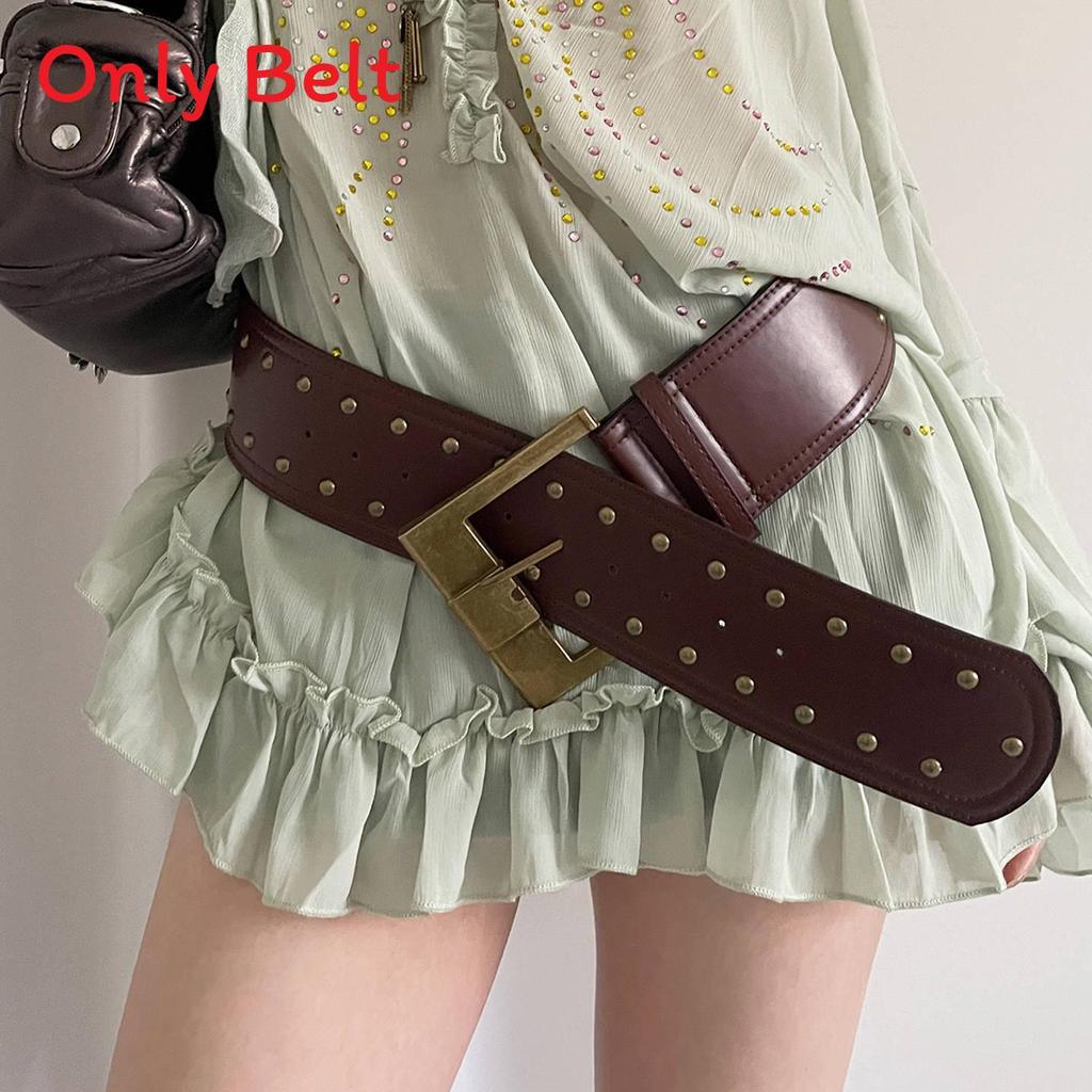 

Vintage Punk Wide Pu Belt For Jeans And Dresses With Heavy Industrial Design