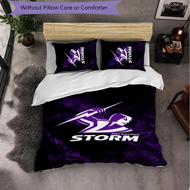 Melbourne Storm Pattern Microfiber 3Pcs Bedding Set Decor Duvet Cover Set For Bedroom Home Use
