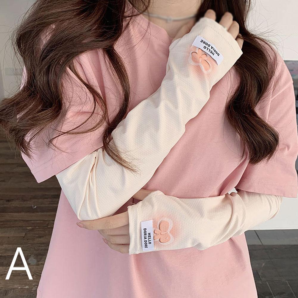 Flower Star Print Summer Sunscreen Sleeves Ice Silk Arm Protection UV Protection Gloves Women's Summer Driving Arm Sleeves