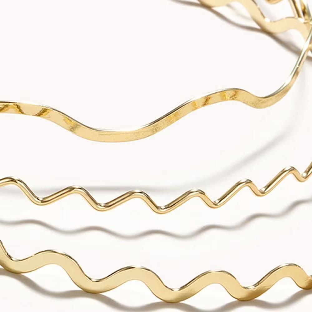 1/3pcs Simple Gold Ripple Metal Hairbands Elegant Wave Headbands Fashion Women Crown Head Hoop Hair Styling Headwear Accessories