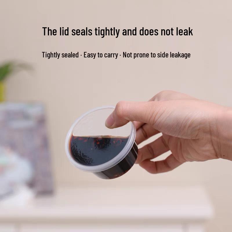 Transparent Disposable Sauce & Condiment Cups with Lids - Round Portion Containers for Takeout & Small Jams