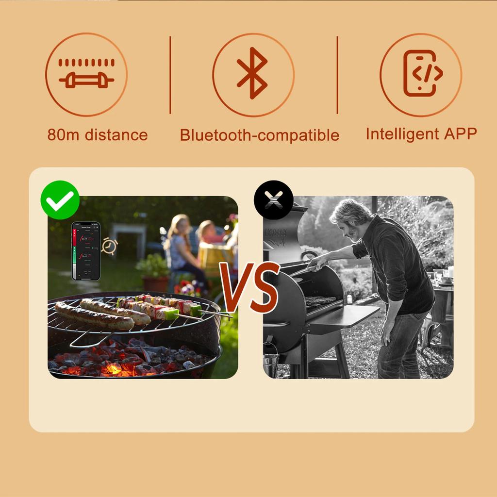 Smart Wireless Meat Food Thermometer Kitchen Cooking Tool Oven Grill BBQ Steak Bluetooth Temperature Meter Barbecue Accessories