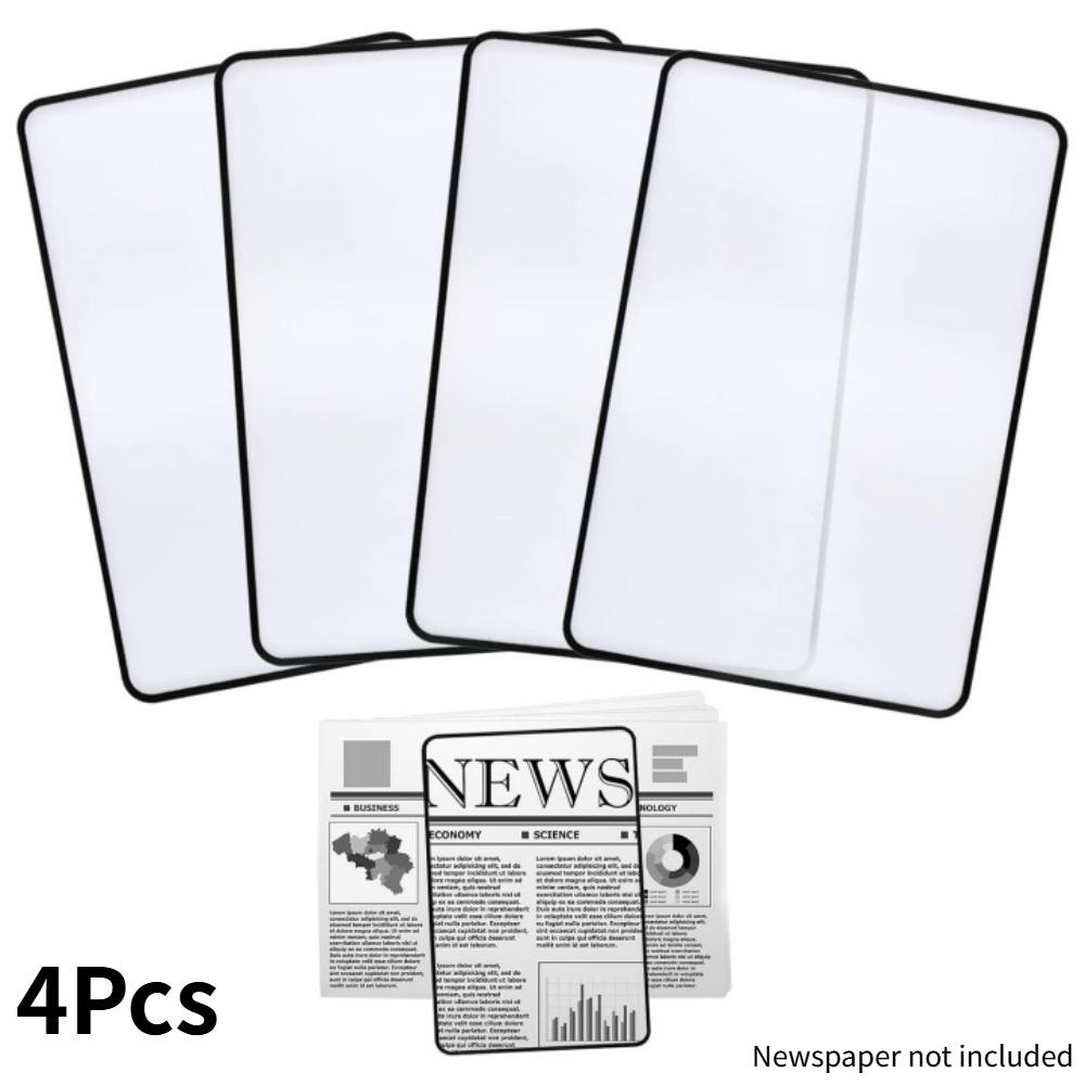 4Pcs Full Page Large Sheet Magnifier Magnifying Glass Reading Aid Glass Page Magnifying Lens Reading Magnifier