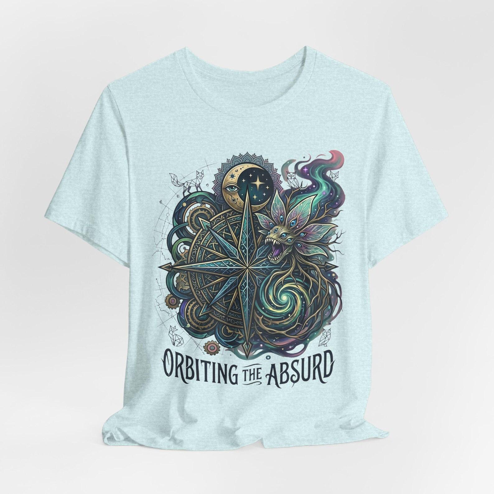 Orbiting the Absurd Compass Artwork Tee | Nautical Celestial Design L