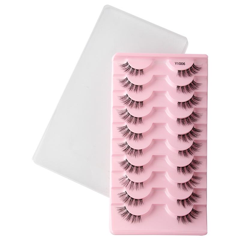 10-Pair Pack of Faux Mink Thick Half-Eye False Eyelashes