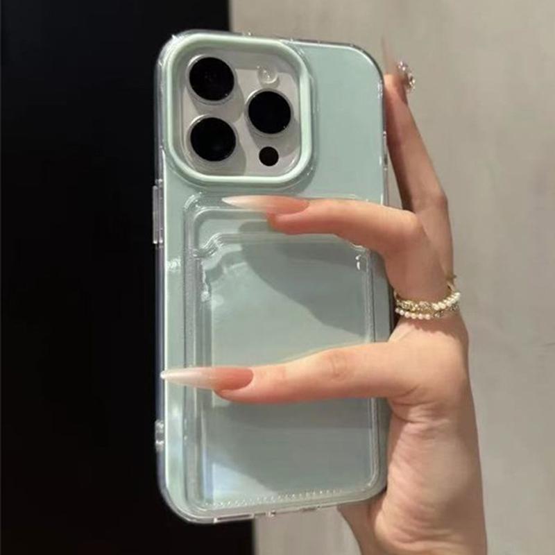 New 2 In 1 Card Holder Slot Wallet Candy Color Phone Case For For Iphone 17 16 15 14 13 12 11 Pro Max Air TPU+PC Shockproof Cover