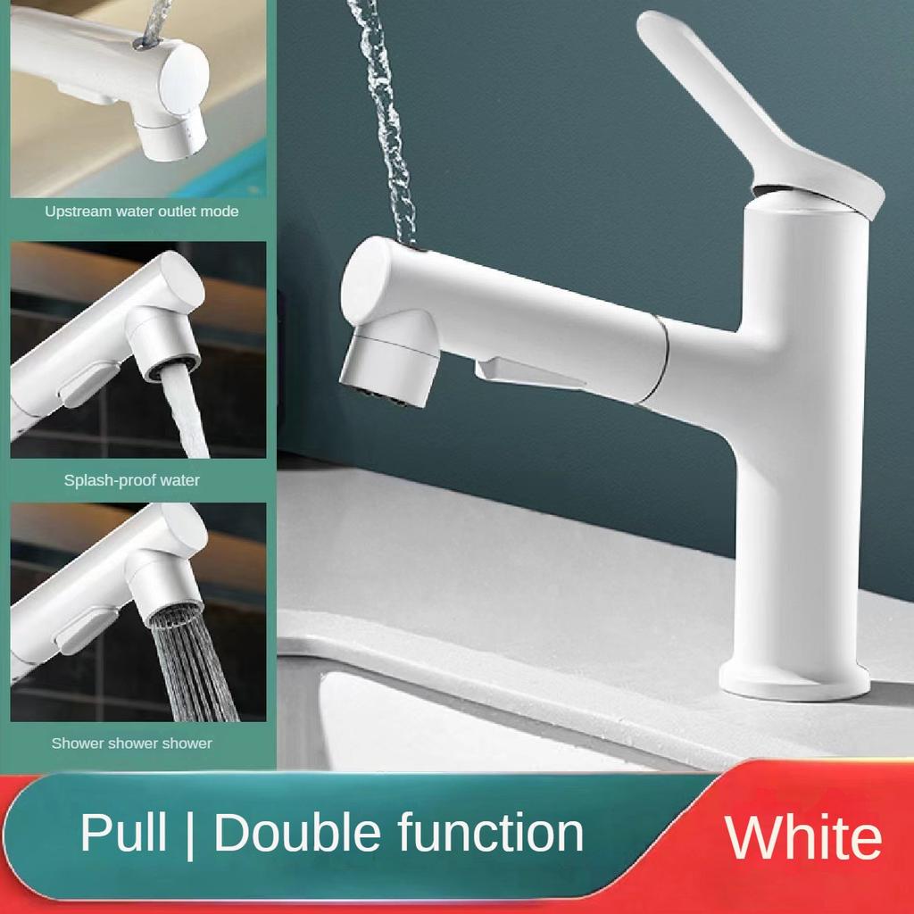 3 Patterns Bathroom Pull Out Taps Faucet with Pull Down Spray Swivel Spout Faucet Bathroom Sink Single Hole Pull Out Faucet