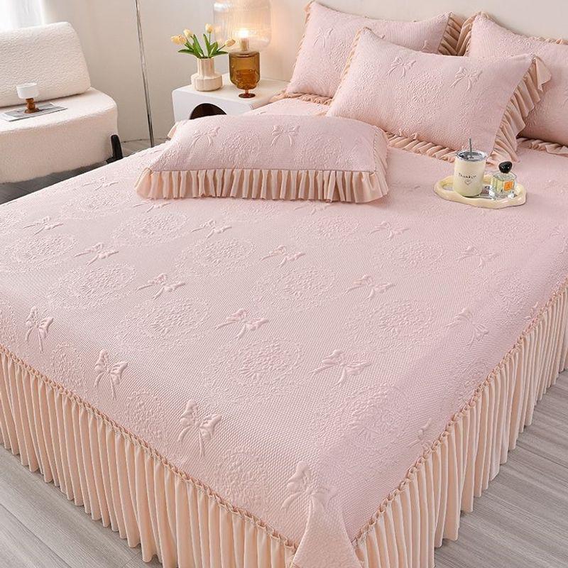 Machine Washable Summer Ice Silk Bed Skirt Cooling Mat Set