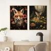 Rabbit Bunny Rustic Raccoon Frog Sheep Deer Bear Fox Forest Poster Canvas Painting Print for Living Room Home Decoration Cuadros