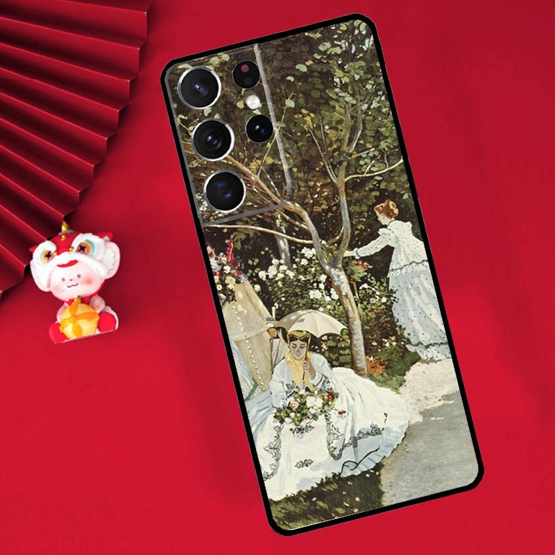 Claude Monet Garden Lotus Bridge Case For Samsung Galaxy S24 S23 S22 S21 Ultra S20 FE Note 20 10 Plus S8 S9 S10 Back Cover