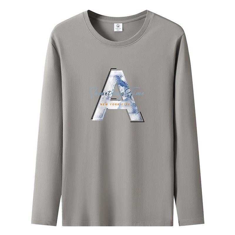 

Футболка мужская с длинными рукавами большого размера с узором из чистого хлопка, повседневная мужская толстовка S-5XL S хаки