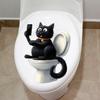 Cute Cartoon Cat PVC Toilet Sticker Self-Adhesive Removable for Bathroom Wall Decor