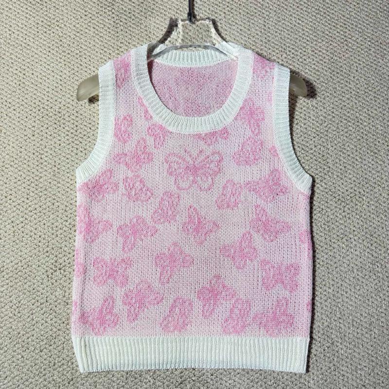 Premium Butterfly Jacquard Knit Round-Toe Vest - Casual Versatile Fashion Top