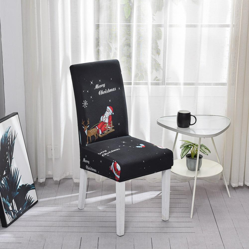 Chair Cover Dining Room Christmas Decor 2025 Santa Claus Snowflake Print Office Chair Covers Stretch Removable Chair Seat Cover