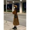 Sweet Salted Color Block Plaid Overall Dress & Long Sleeve Sweater Set for Spring/Autumn