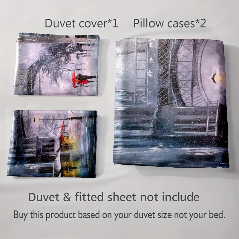 Romantic rainy street Bedding Duvet cover sets Duvet covers Pillowcases gifts (1 * Duvet Cover 2 * Pillowcases, without duvet insert)