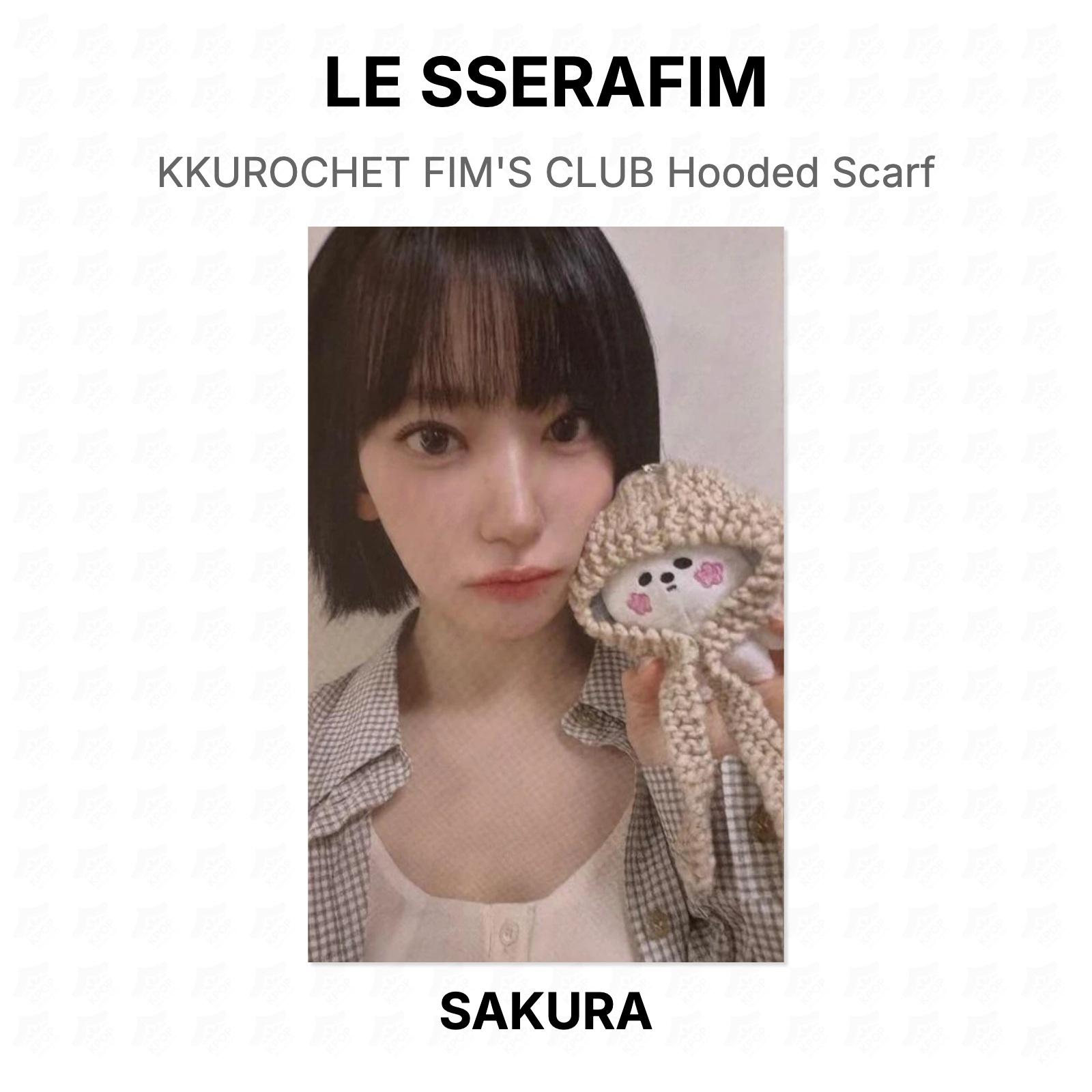 LE SSERAFIM SAKURA KKUROCHET FIM S CLUB Hooded Scarf Official Photocard SAKURA