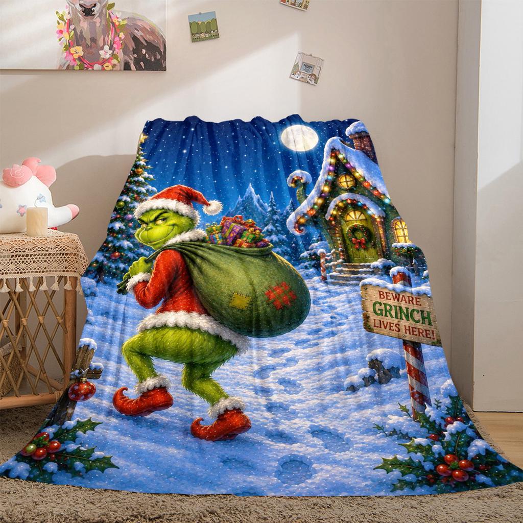Christmas Gift Comedy Movie How the Grinch Stole Christmas blanket home warming, four season bed decoration sofa cover flannel throwing blanket K10