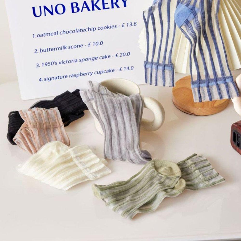 Transparent Summer Mesh For Women Middle Tube Socks Glass Silk Socks Female Hosiery Striped Socks