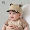 Adorable Leopard Print Baseball Cap with Animal Ears for Infants & Toddlers (Boys & Girls) - Spring/Autumn Lightweight Sun Protection Cap
