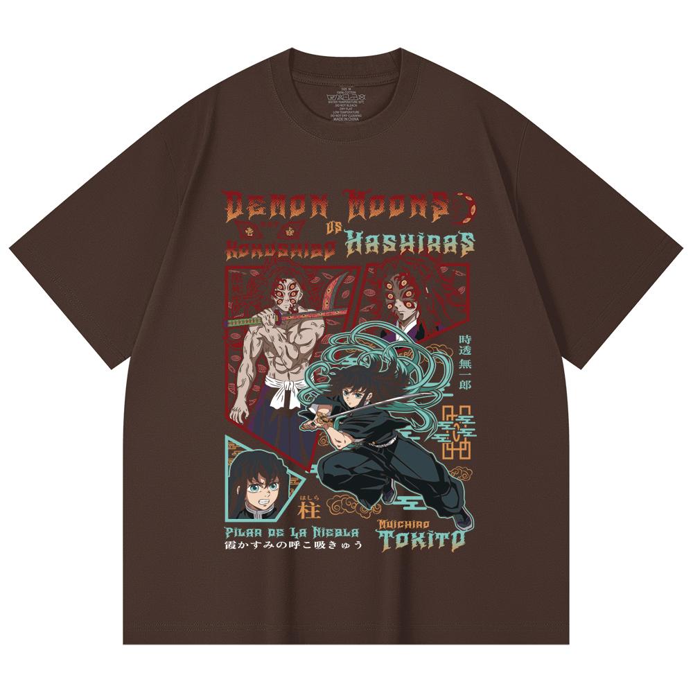 230 Gsm 100% Cotton Demon Slayer V93 Kokushibo x Tokito Print Unisex Heavy Cotton T Shirt