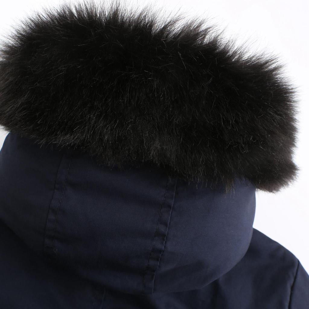 Dámská zimní bunda parka zahuštěný fleece podšitý vycpávka zateplená s kapucí dlouhá vojenská nafouknutá bunda kabát z umělé kožešiny ležérní móda outdoorové svrchní oblečení nové