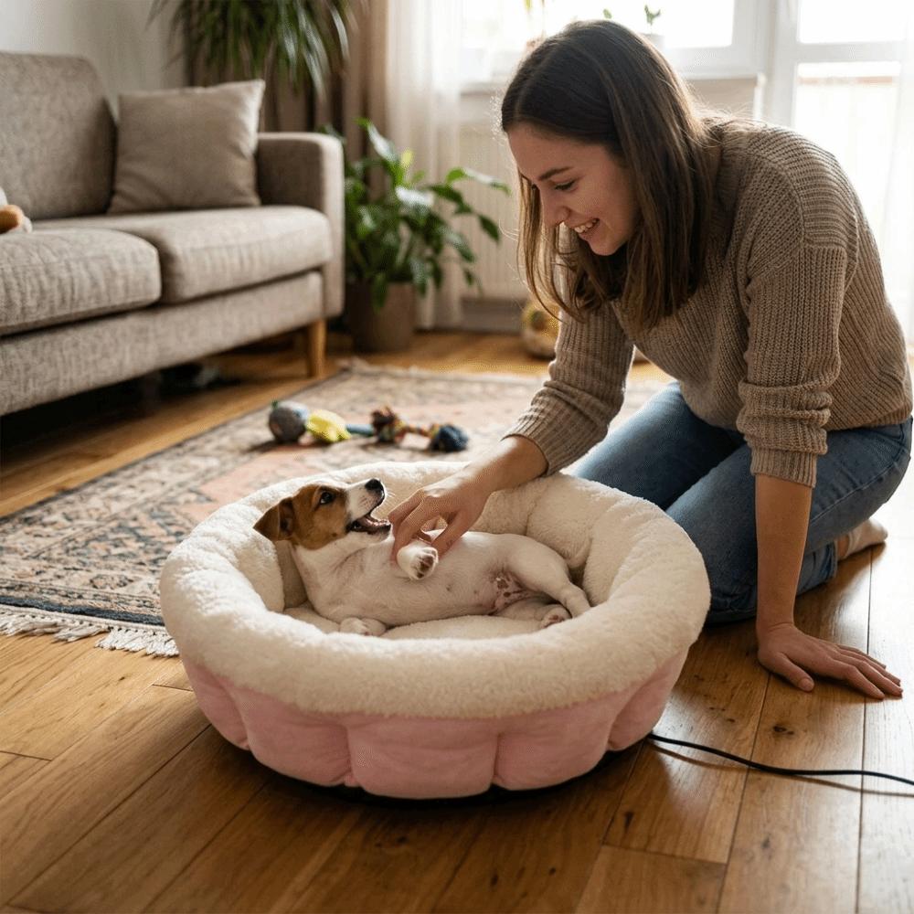 Soft Plush Warm Heated Pet Bed Adjustable Temperature Cat Sleeping Nest for Dogs Cats