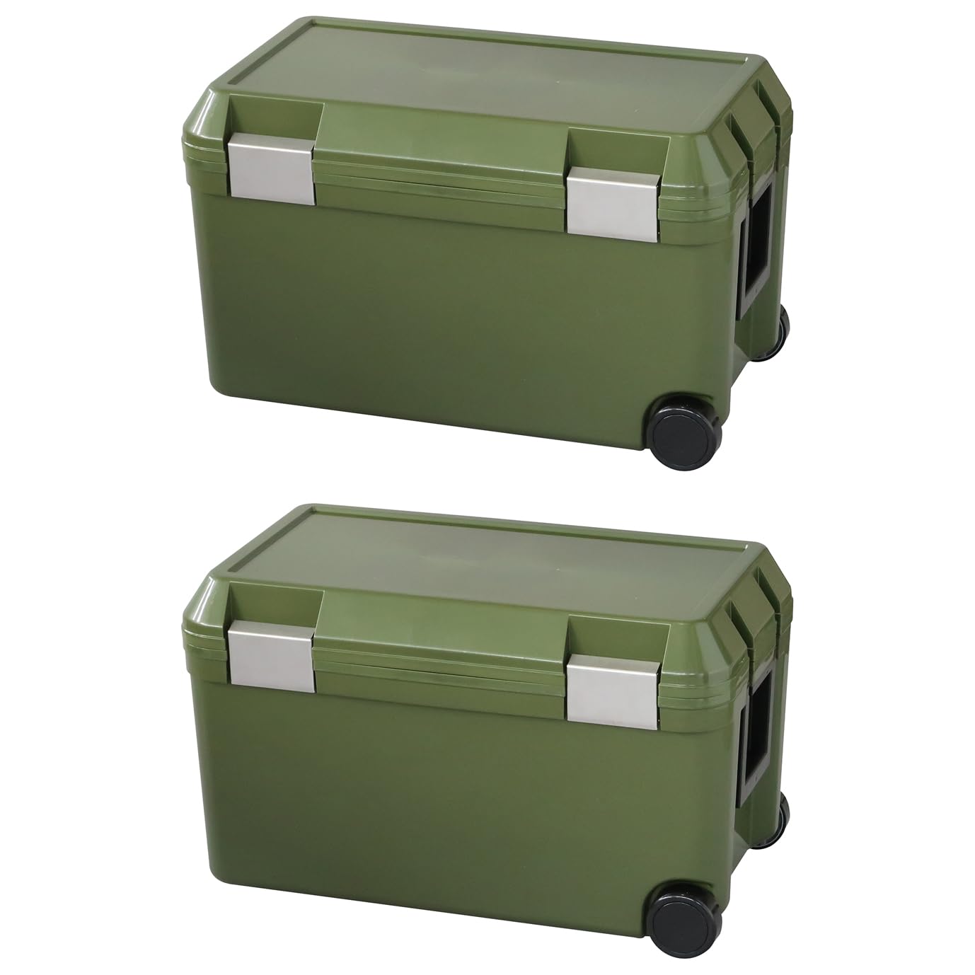 

JEJ Astage Cooler Box Isel из нержавеющей стали с пряжкой цвета хаки, глубина, высота, ширина, 46 л, набор из 2 шт. #45 [корпус 35,9 см, корпус 38,3 см, корпус 63,5 см]