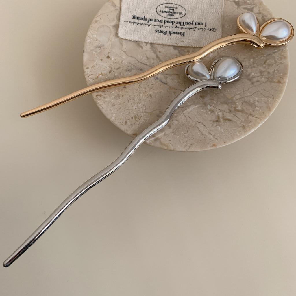 Exquisite Retro Metal Hair Clip Women's New Chinese Style Hair Clip Imitation Pearl Hair Stick Hair Accessory Headwear