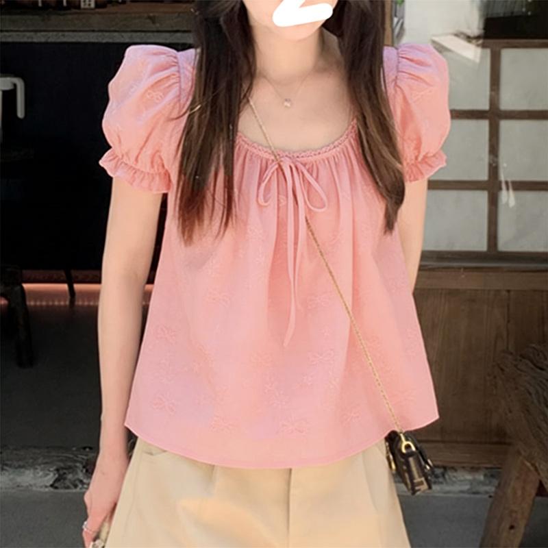 ZANZEA Damen Lässige Runde Halslinie Lockere Sommer Kurzarm Bluse