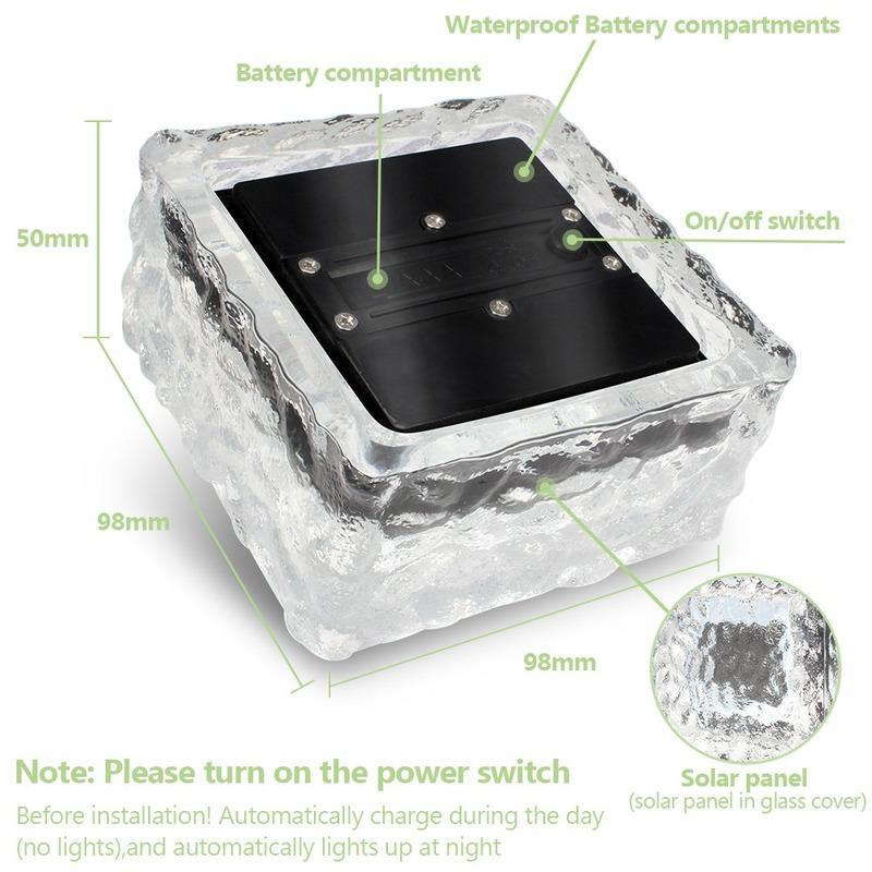 Lawn Solar Garden Light LED Brick Ice Cube Solar Lights Outdoor Decoration Lamp for Stair Pathway Driveway Landscape Patio