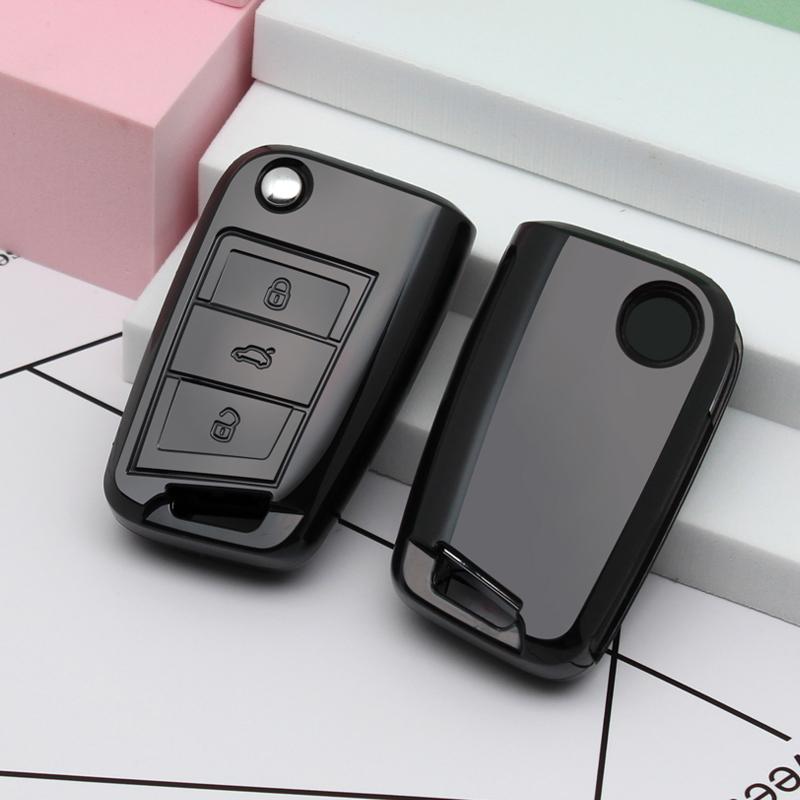 Soft Tpu Car Key Cover Shell Fob For Volkswagen Vw Golf 7 Mk7 Skoda Octavia A7 For Seat Leon Ibiza 3 Car-Styling