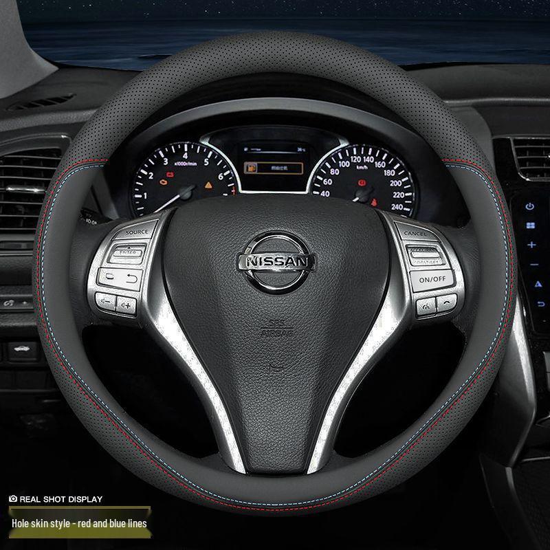 Genuine Leather Steering Wheel Cover for Nissan Sylphy, Sunny, Qashqai, Teana, Tiida, Kicks, Livina, X-Trail