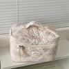 Quilted Pink Flower Ladies Travel Storage Bag Makeup Case Retro Floral Print Women's Cosmetic Bags Small Purse Female Handbags